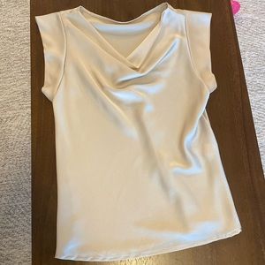 Cream satin cowl neck shirt from Italy